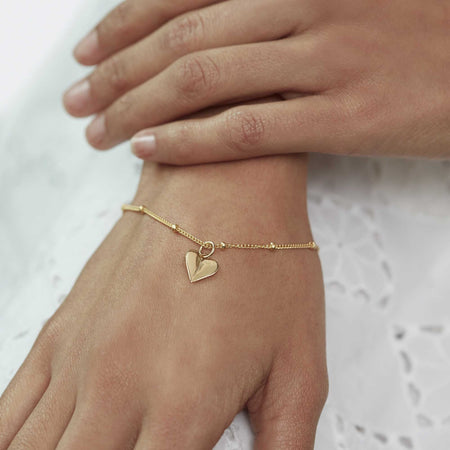 Mini Heart Bead Bracelet Silver